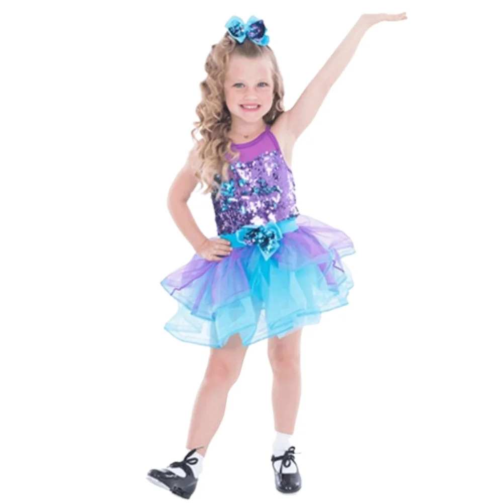 Weissman Girls Ballet Dance Dress Costume Sequin Leotard‎ Tutu Purple & Blue